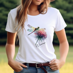T-shirt Aquarelle Dragonfly Floral Warrior Inspirational