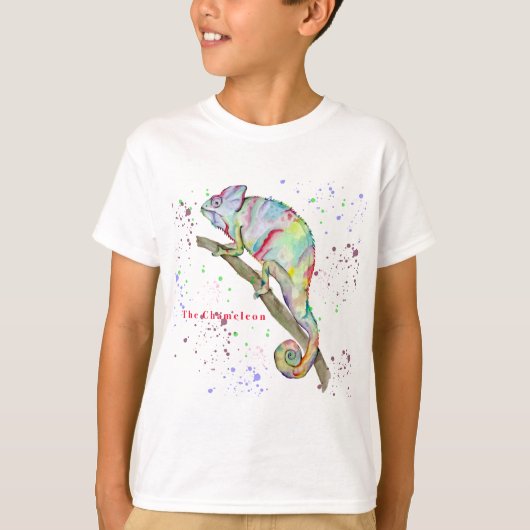 T-shirt Aquarelle drôle caméléon (Devant)