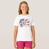 T-shirt Aquarelle du Lincoln Memorial drapeau américain ag (Devant entier)