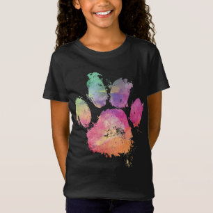T-Shirt Aquarelle Empreinte de patte chien chat Rainbow Ab