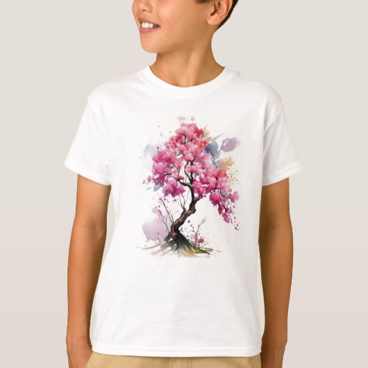 T-shirt Aquarelle en fleurs complètes Sakura Cherry Blosso (Devant)