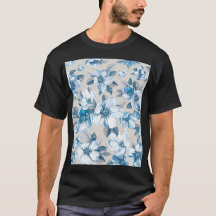 T-shirt Aquarelle en fleurs de cerisier : Pommier sans cou