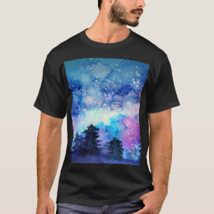 T-shirt Aquarelle Espace Art : Ciel de nuit
