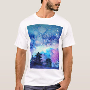 T-shirt Aquarelle Espace Art : Ciel de nuit