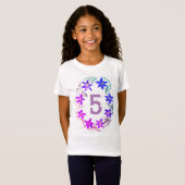 T-Shirt Aquarelle Floral 5E Anniversaire Fille 5 ans (Devant entier)