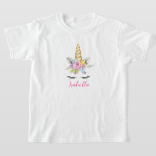 T-shirt Aquarelle Floral Unicorne Personnalisée