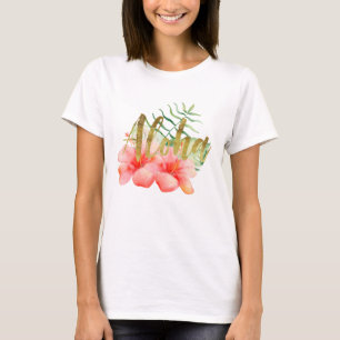 T-shirt Aquarelle florale de ketmie tropicale de feuille