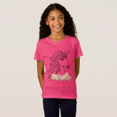 T-Shirt Aquarelle florale licorne (Devant entier)