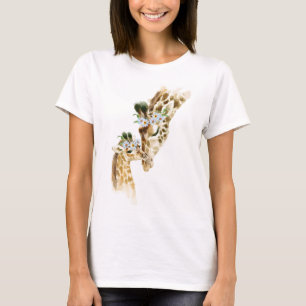 T-shirt Aquarelle, Girafe, maman et bébé, baby shower, n
