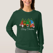 T-shirt Aquarelle Gnomes Joyeux Noël Vert Long W (Devant)