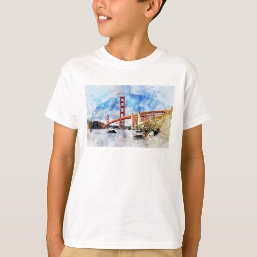 T-shirt Aquarelle Golden Gate Bridge à San Francisco (Devant)