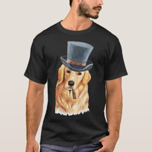 T-shirt Aquarelle Golden Retriever Top Hat