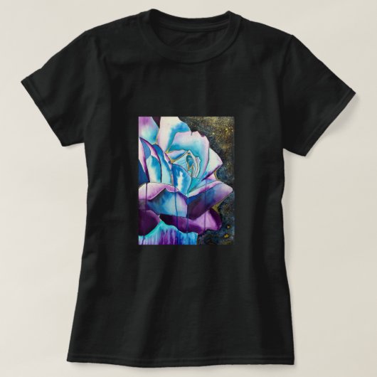 T-shirt Aquarelle gothique bleu violet art rose (Design devant)