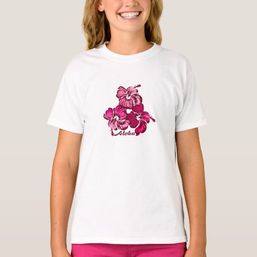 T-shirt Aquarelle Hibiscus Girls Tee (Devant)