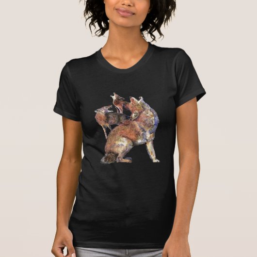 T-shirt Aquarelle Howling Coyotes Animal Nature Art (Devant)
