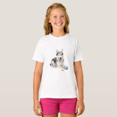 T-shirt Aquarelle Husky Chien (Devant entier)
