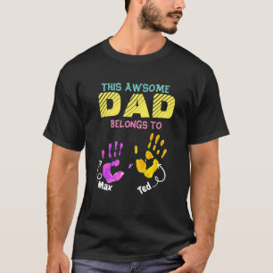 T-shirt Aquarelle imprimé à la main Père Papa Fils Cadeau