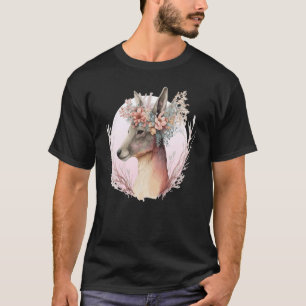 T-shirt Aquarelle Kangaroo Fleur Couronne Animal Australie