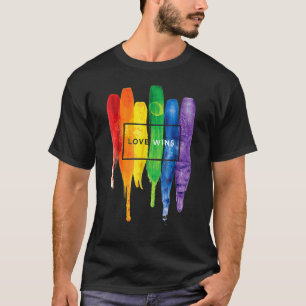 T-shirt Aquarelle L'amour gagne Rainbow Paint Typographie