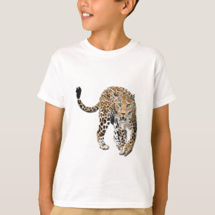 T-shirt aquarelle léopard jungle chat peint vert animal
