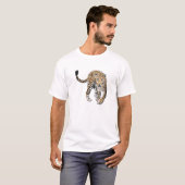 T-shirt aquarelle léopard jungle chat peint vert animal (Devant entier)