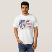 T-shirt Aquarelle Lincoln Memorial avec drapeau américain (Devant entier)