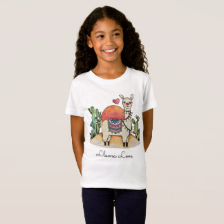 T-Shirt Aquarelle Llama avec cactus