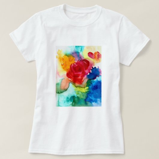 T-shirt Aquarelle magnifique art rose abstrait (Design devant)