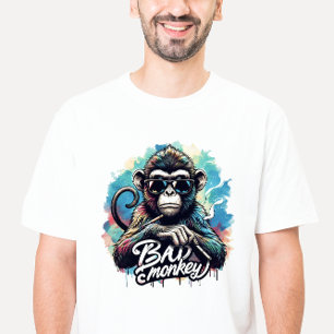 T-shirt Aquarelle Mauvais singe