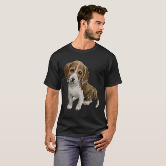 T-shirt Aquarelle mignonne Beagle Chien Chien Chien Peintu (Devant entier)