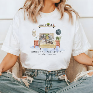 T-shirt Aquarelle mignonne Services à domicile et à domici