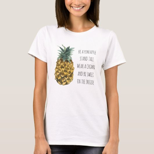 T-shirt Aquarelle moderne ananas et citation amusante posi (Devant)