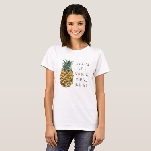 T-shirt Aquarelle moderne ananas et citation amusante posi (Devant entier)