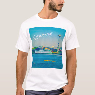 T-shirt Aquarelle moderne de Seattle Skyline Unique
