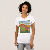 T-shirt Aquarelle moderne orange et coquillage vert (Devant entier)