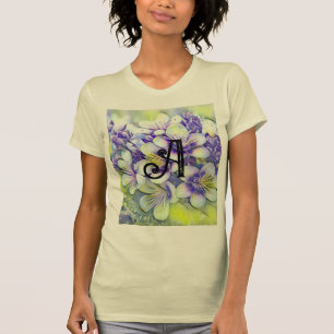 T-shirt Aquarelle Monogram White Cherry Blossoms