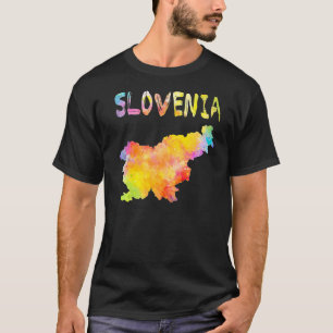 T-shirt Aquarelle multicolore Slovénie Carte Artefacts num