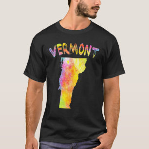 T-shirt Aquarelle multicolore Vermont State Map Digital Ar