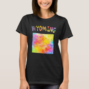 T-shirt Aquarelle multicolore Wyoming State Map numérique 