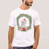 T-shirt Aquarelle Noël Floral Chien Design (Devant)