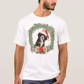 T-shirt Aquarelle Noël Floral Chien Design (Devant)