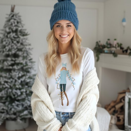 T-shirt Aquarelle Noël Lovin' Girl Enveloppée Dans Les Lum