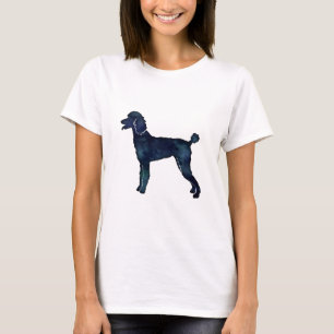 T-shirt Aquarelle noire de caniche Silhouette
