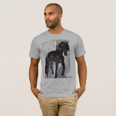 T-shirt Aquarelle noire de cheval (Devant entier)