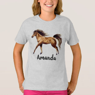 T-shirt Aquarelle Nom du cheval Monogramme