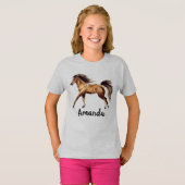 T-shirt Aquarelle Nom du cheval Monogramme (Devant entier)