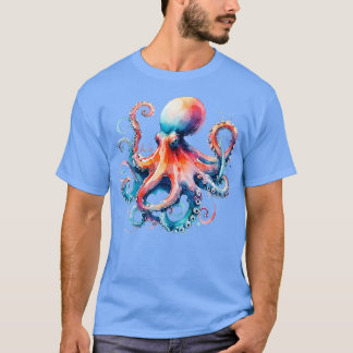 T-shirt Aquarelle Octopus He in Hawaiian VNeck