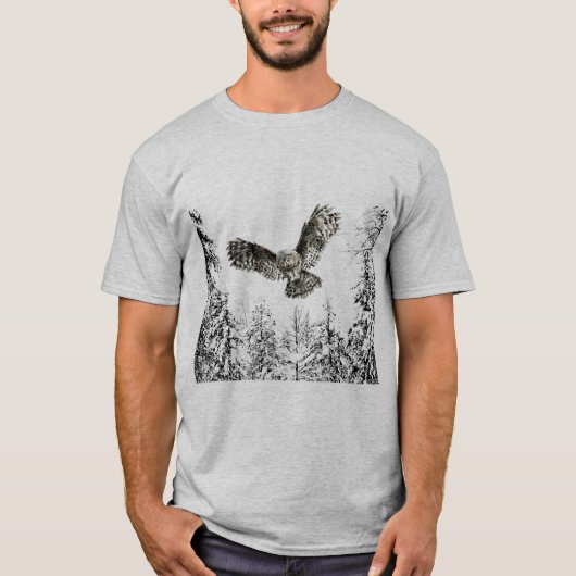 T-shirt Aquarelle originale Frappe ou Chasse Chouette Oise (Devant)