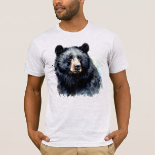 T-shirt Aquarelle Ours Noir Animal Faune Nature Art