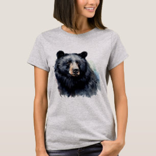 T-shirt Aquarelle Ours Noir Animal Faune Nature Art